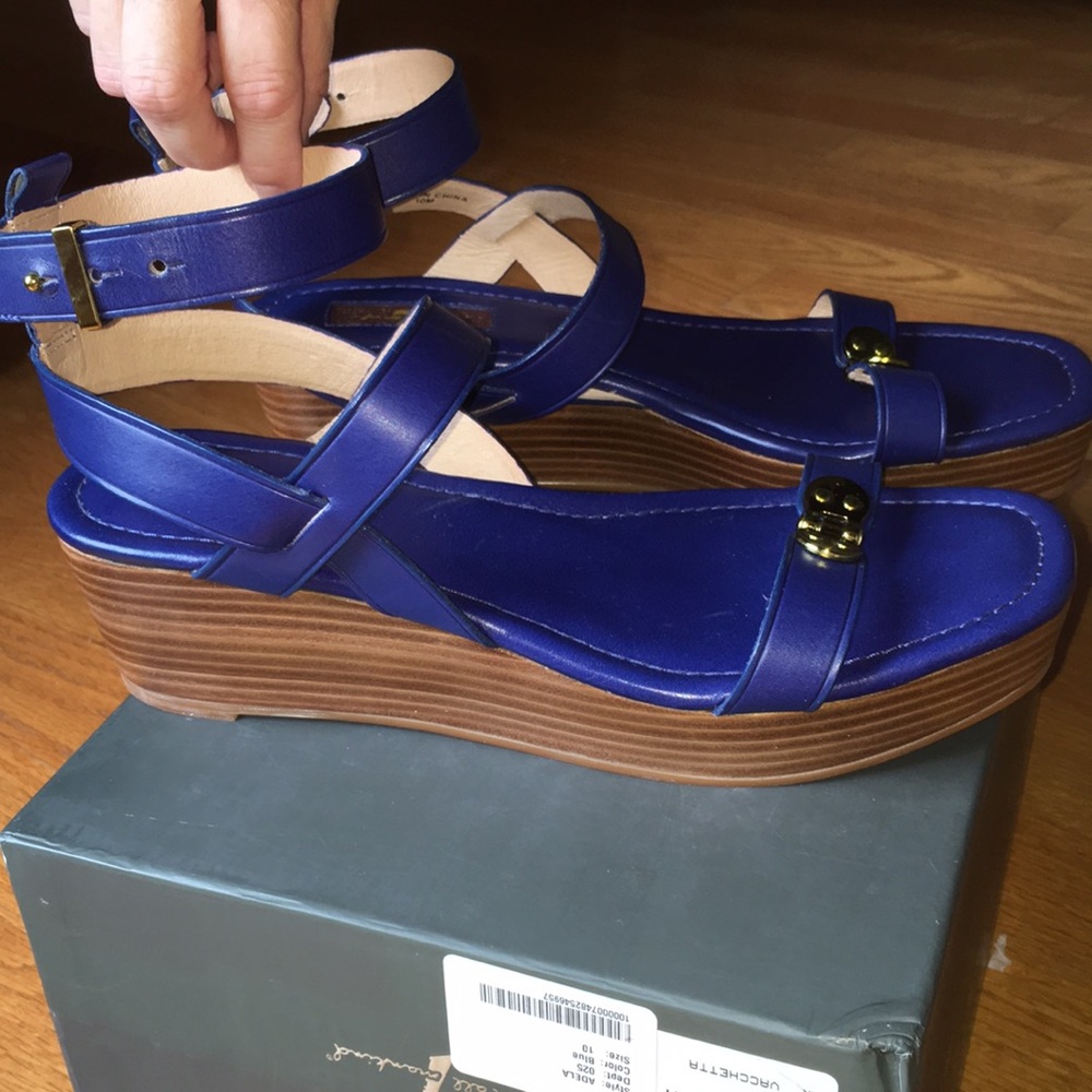 7 For All Mankind Blue Platforms Size 10